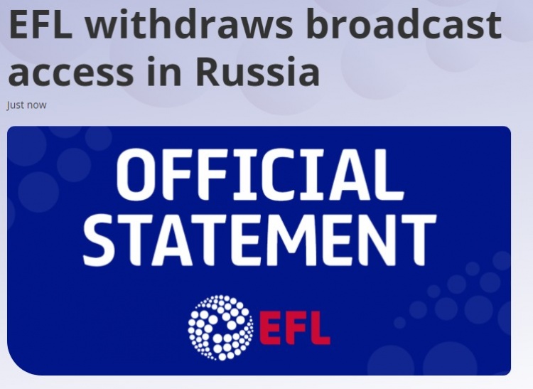 官方：英格兰联赛杯暂停在俄罗斯转播